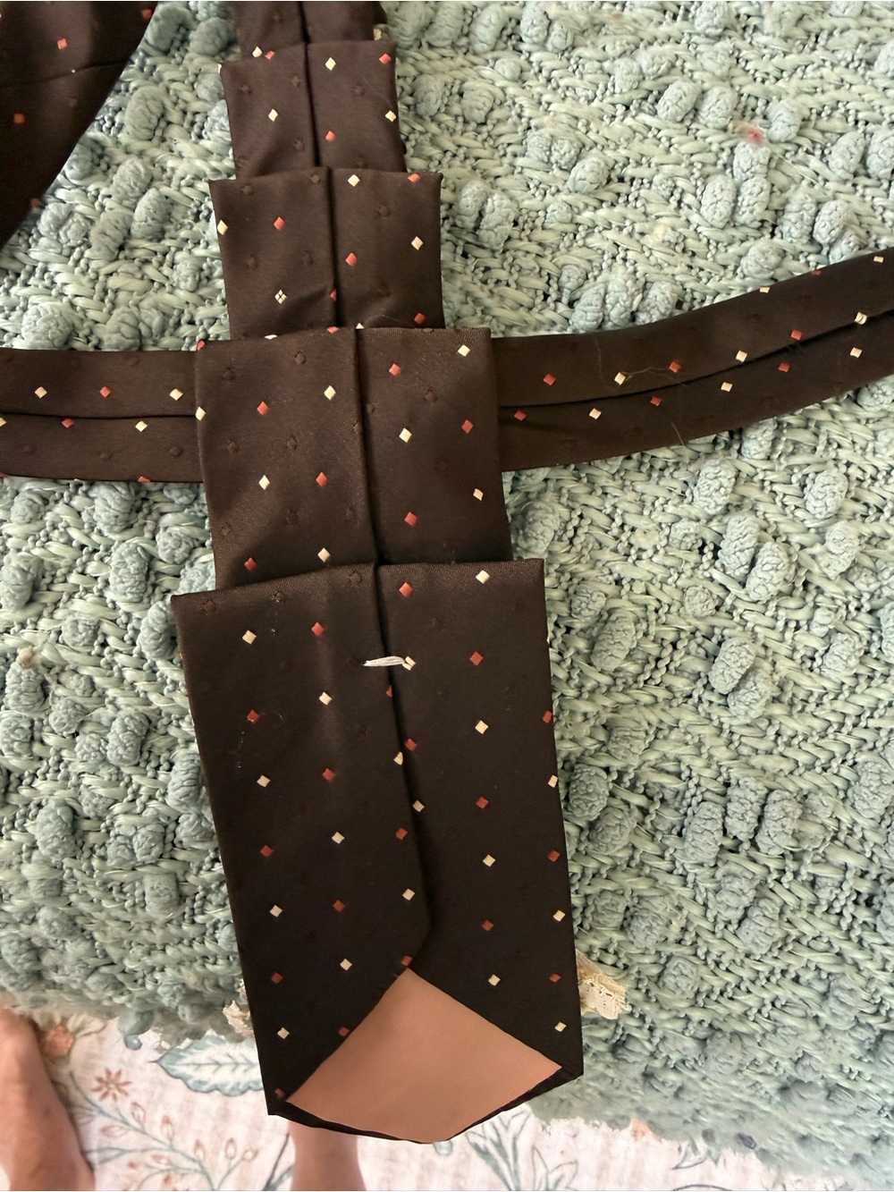 Upcycled Vintage Brown Necktie Art Scarf - Picture 9 of 9